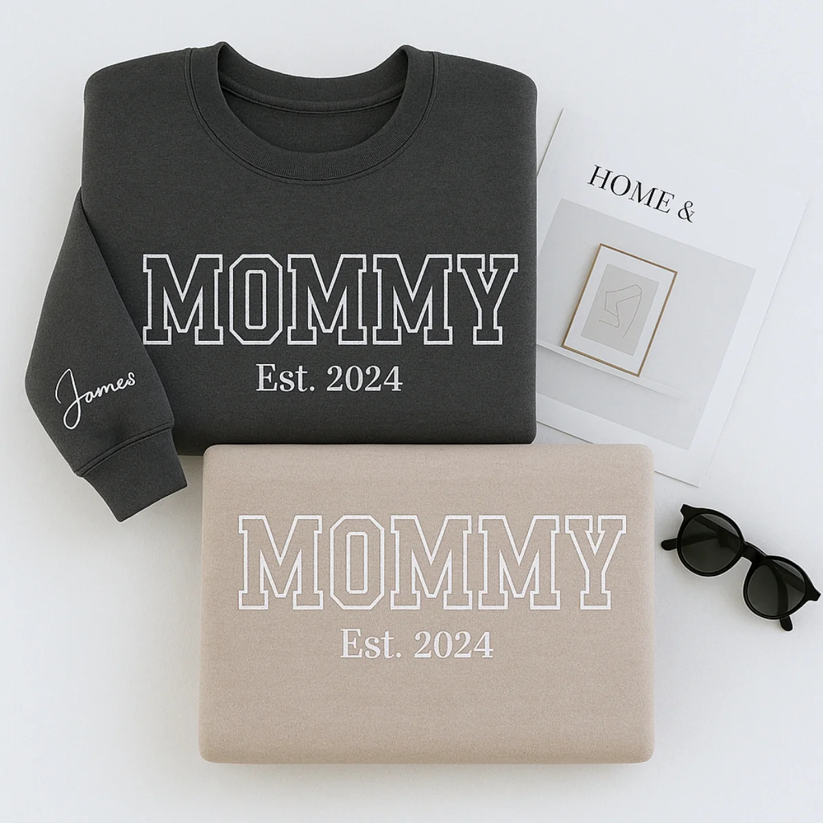 Mommy Custom Hoodies - Varsity Style Embroidered Sweatshirts with Child Name & Heart - Perfect Mother's Day Gift - Image 6