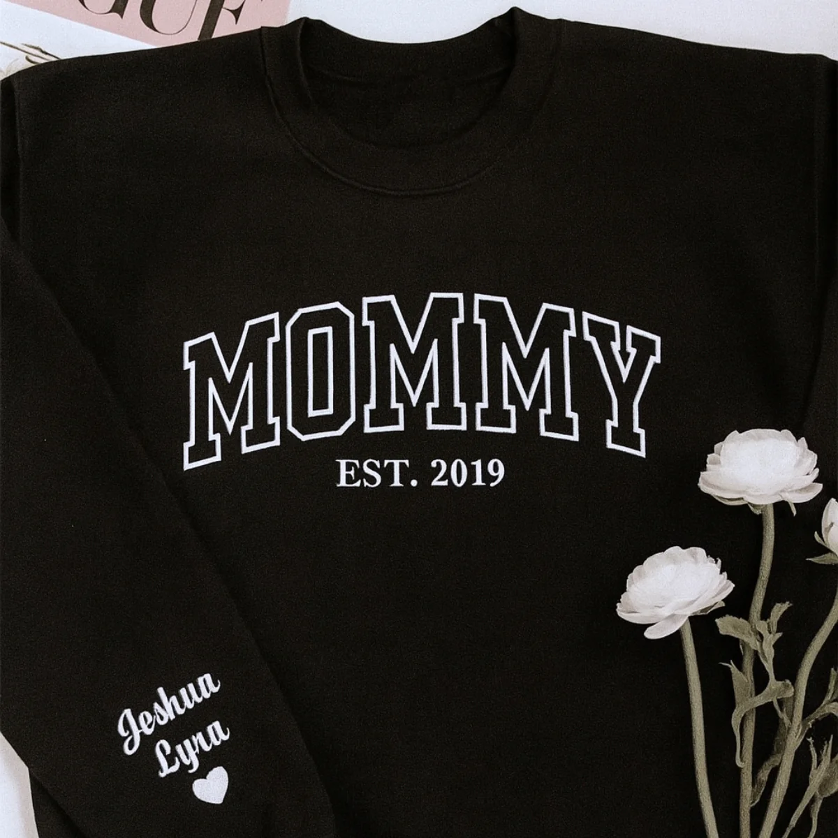 Mommy Custom Hoodies - Varsity Style Embroidered Sweatshirts with Child Name & Heart - Perfect Mother's Day Gift - Image 7