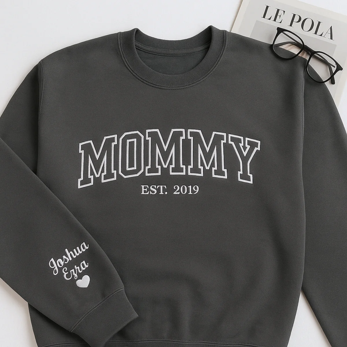 Mommy Custom Hoodies - Varsity Style Embroidered Sweatshirts with Kids Names - Perfect Mother's Day Gift