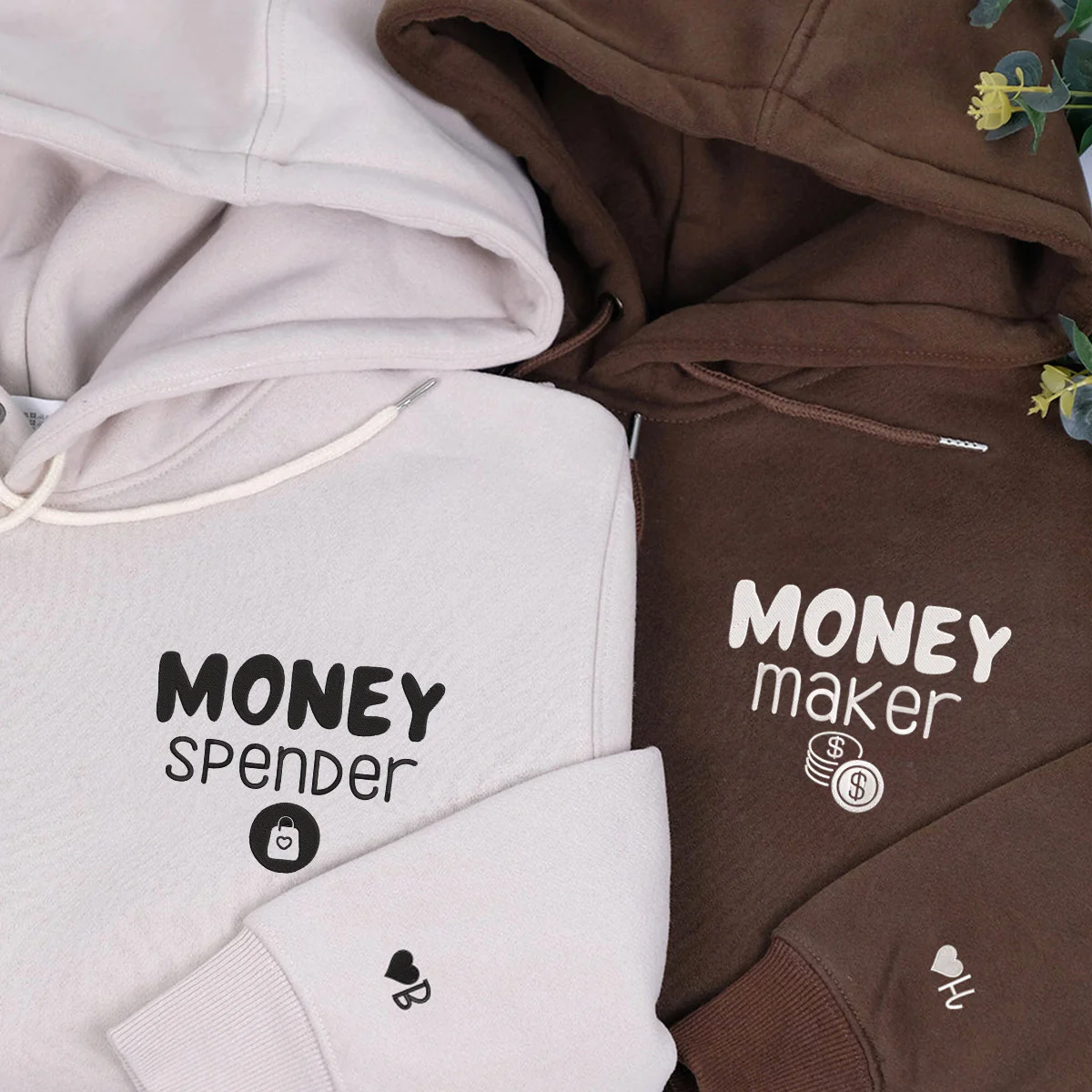 Personalized Money Maker Embroidered Matching Relationship Hoodies - Image 2