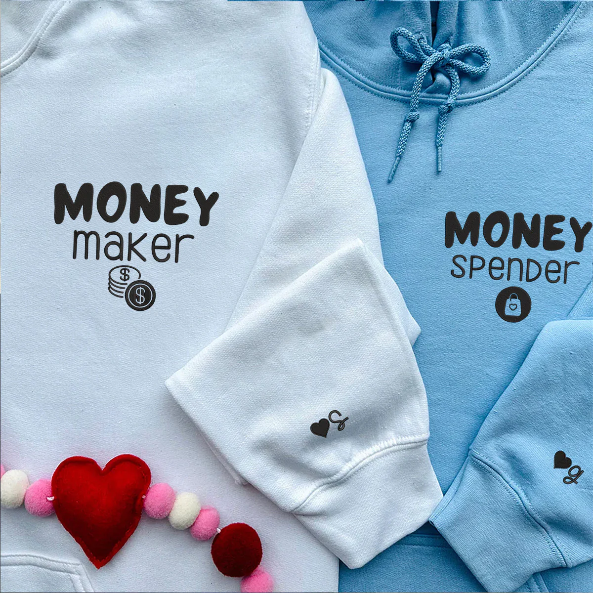 Personalized Money Maker Embroidered Matching Relationship Hoodies - Image 4