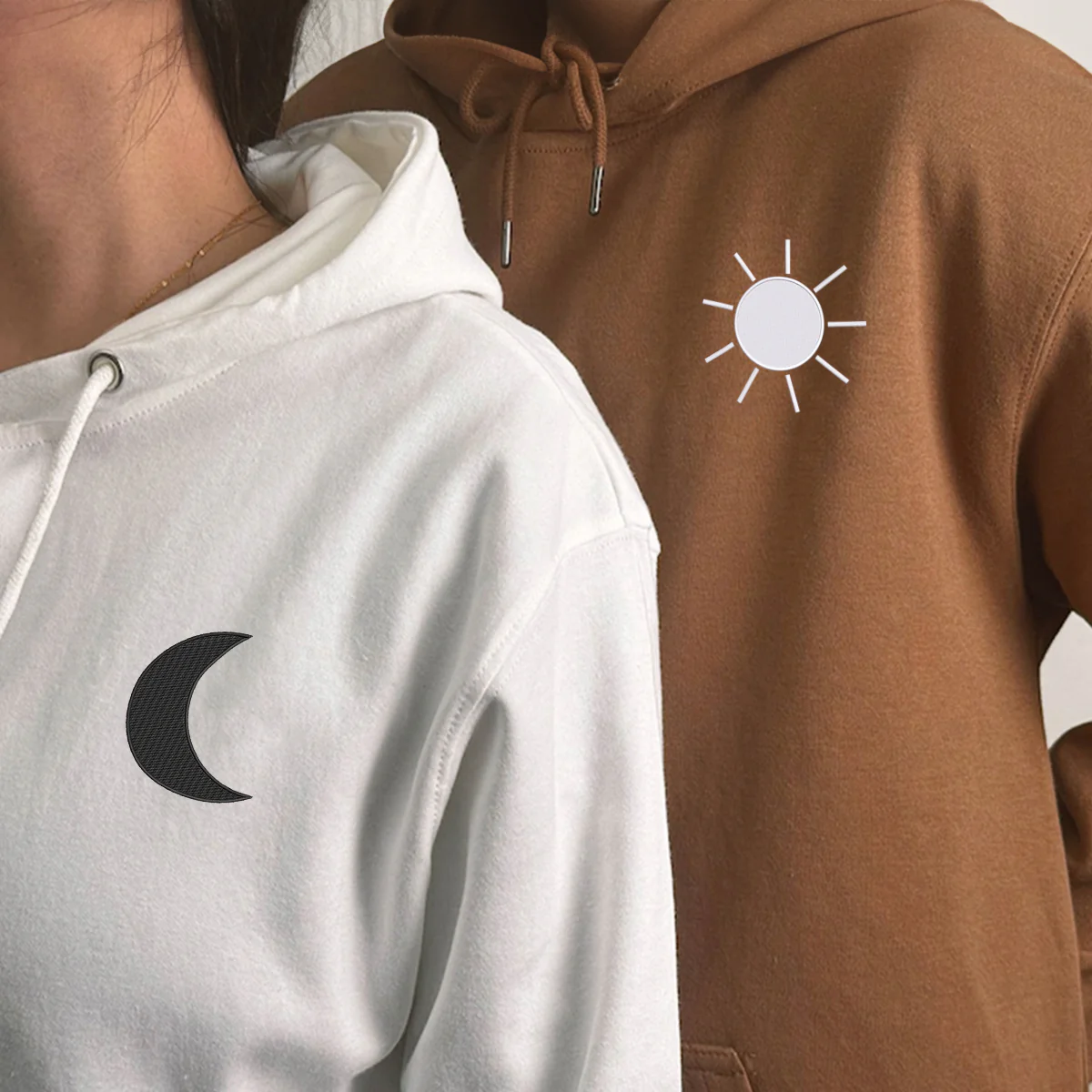 Personalized Moon and Sun Embroidered Hoodie Set - Image 3