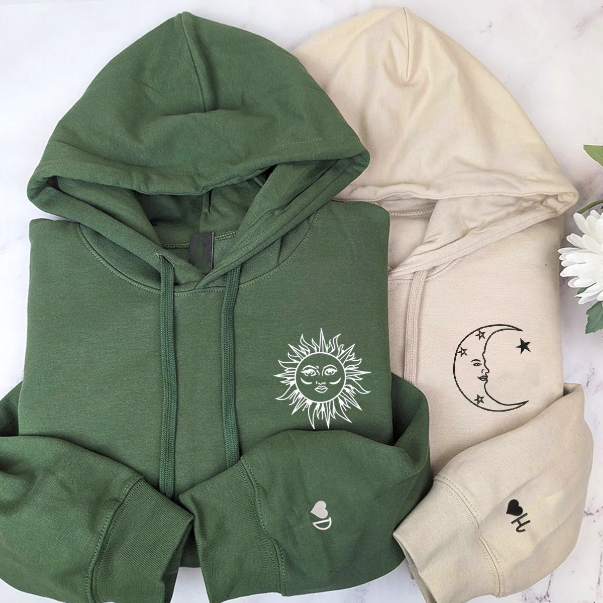 Personalized Moon and Sun Embroidered Hoodie Set - Image 4