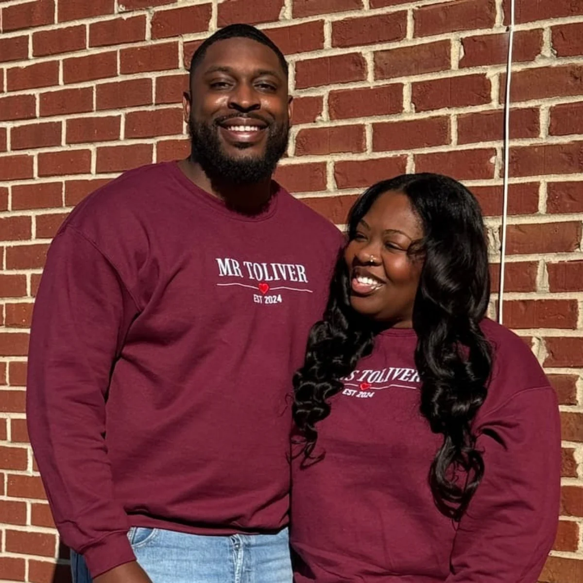 Embroidered Mr & Mrs with Est Year Hoodie or Sweatshirt - Image 3
