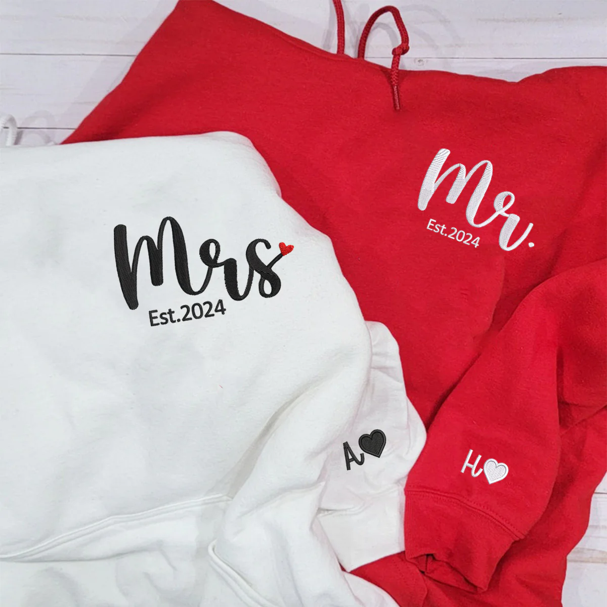 Custom Mr & Mrs Matching Embroidered Hoodies for Couples - Image 4