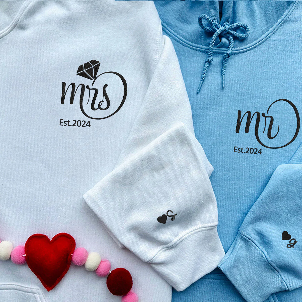 Custom Mr & Mrs Matching Embroidered Hoodies for Couples - Image 6