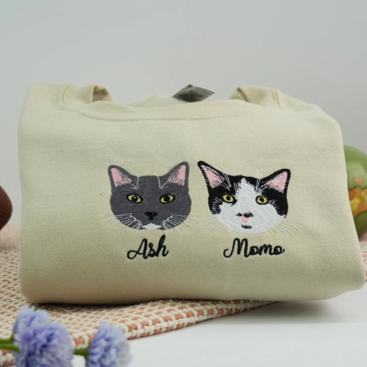 Multi Cat Portrait Hoodies - Custom Pet Face Embroidered Sweatshirts - Personalized Cat Family Gift - Image 8