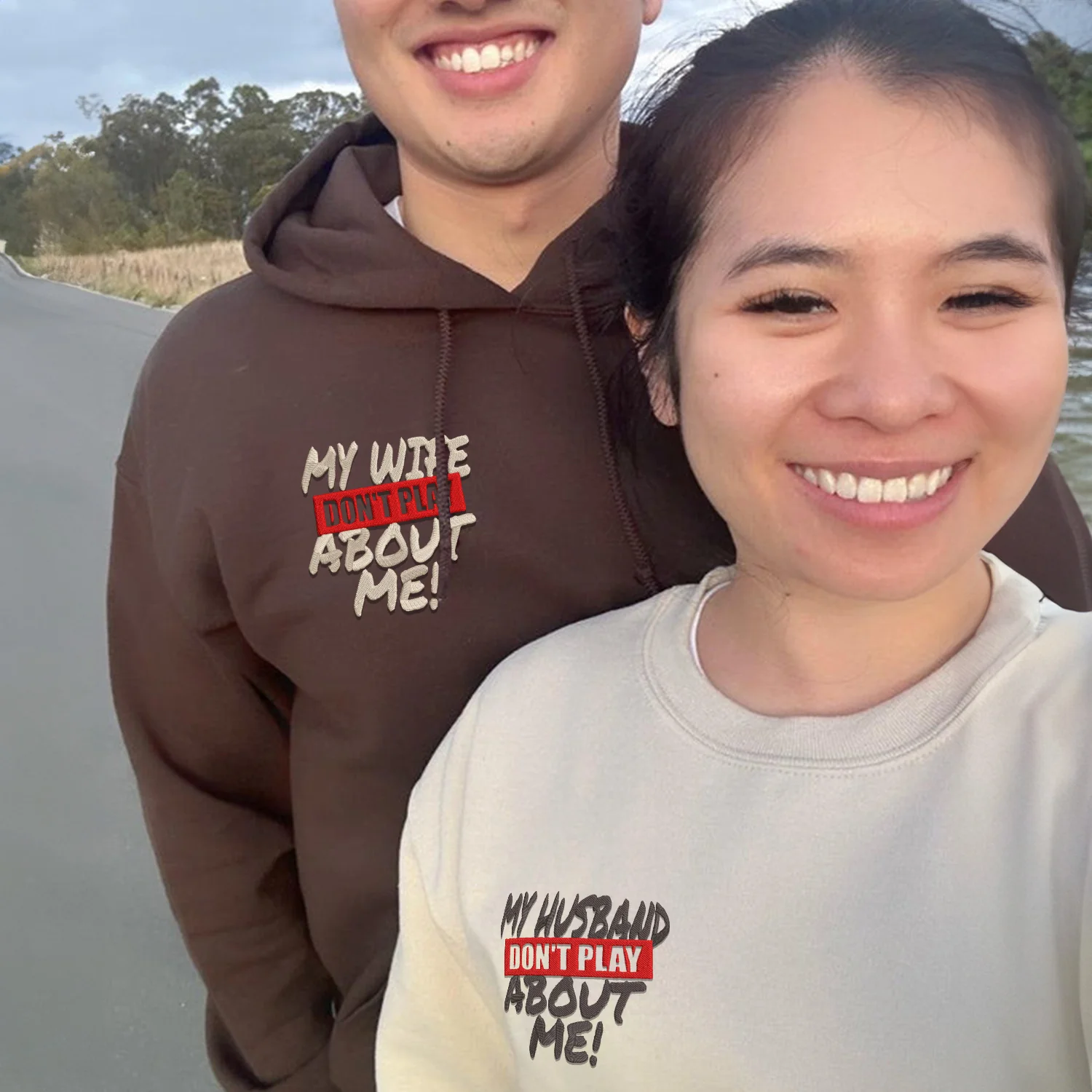 Custom My Husband Don't Play About Me Embroidered Matching Hoodie - Image 5
