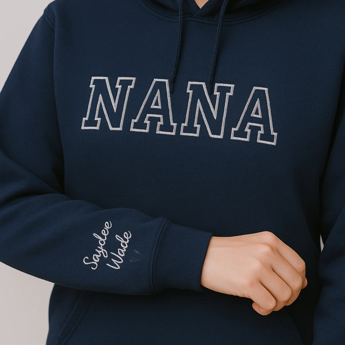 Nana Custom Hoodie - Varsity Style Grandmother Embroidered Sweatshirt - Perfect Grandma Gift - Image 6
