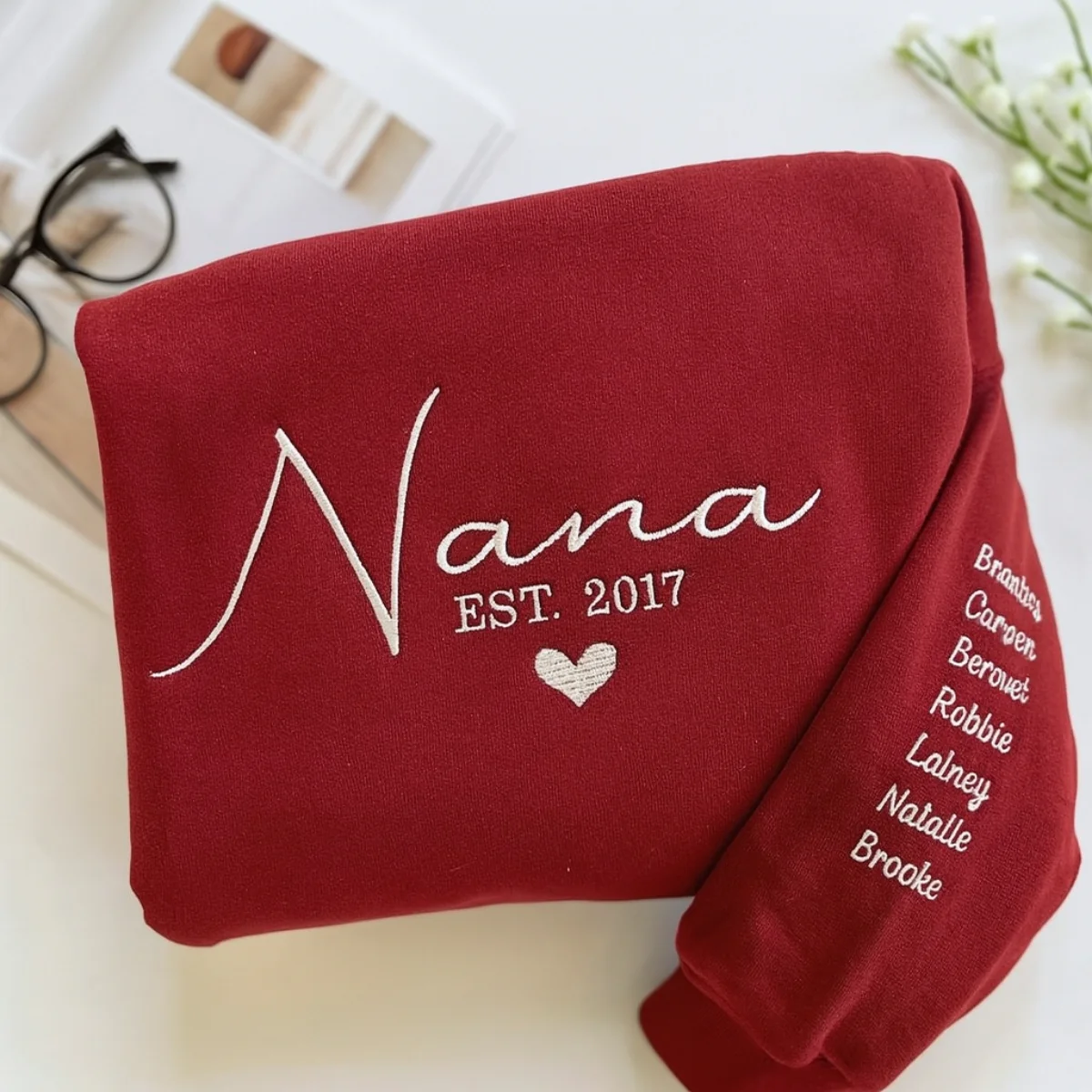 Nana Custom Sweatshirt - Personalized Grandma Embroidered Hoodie with Grandchildren Names - Perfect Grandmother Gift - Image 3