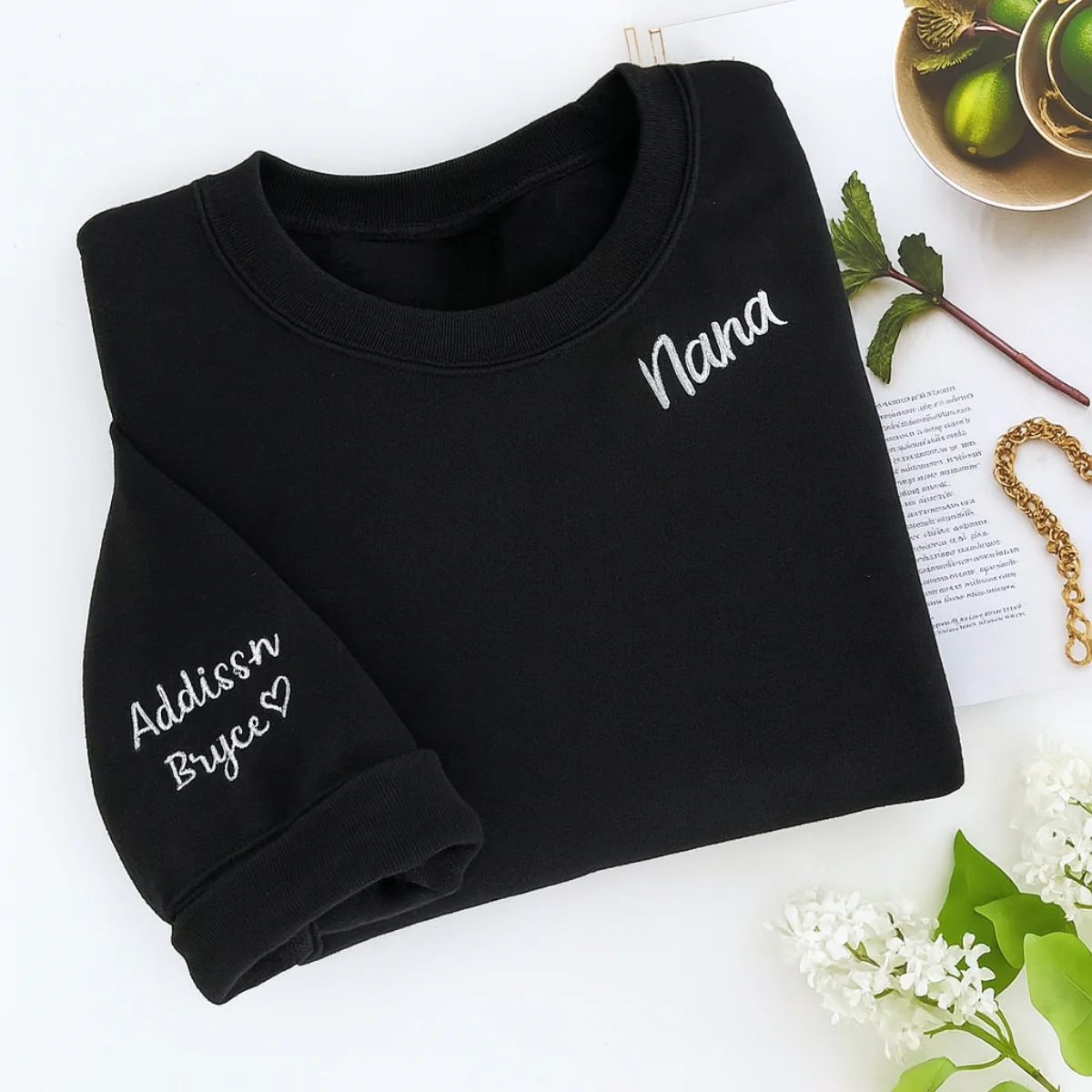 Nana Neckline Embroidered Sweatshirts - Custom Grandmother Hoodies - Mother's Day Gift - Image 5