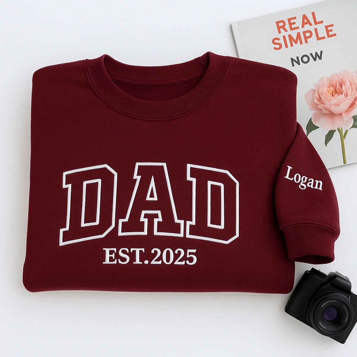 New Dad Varsity Hoodie - Father EST Embroidered - Custom Dad Gift - Image 2