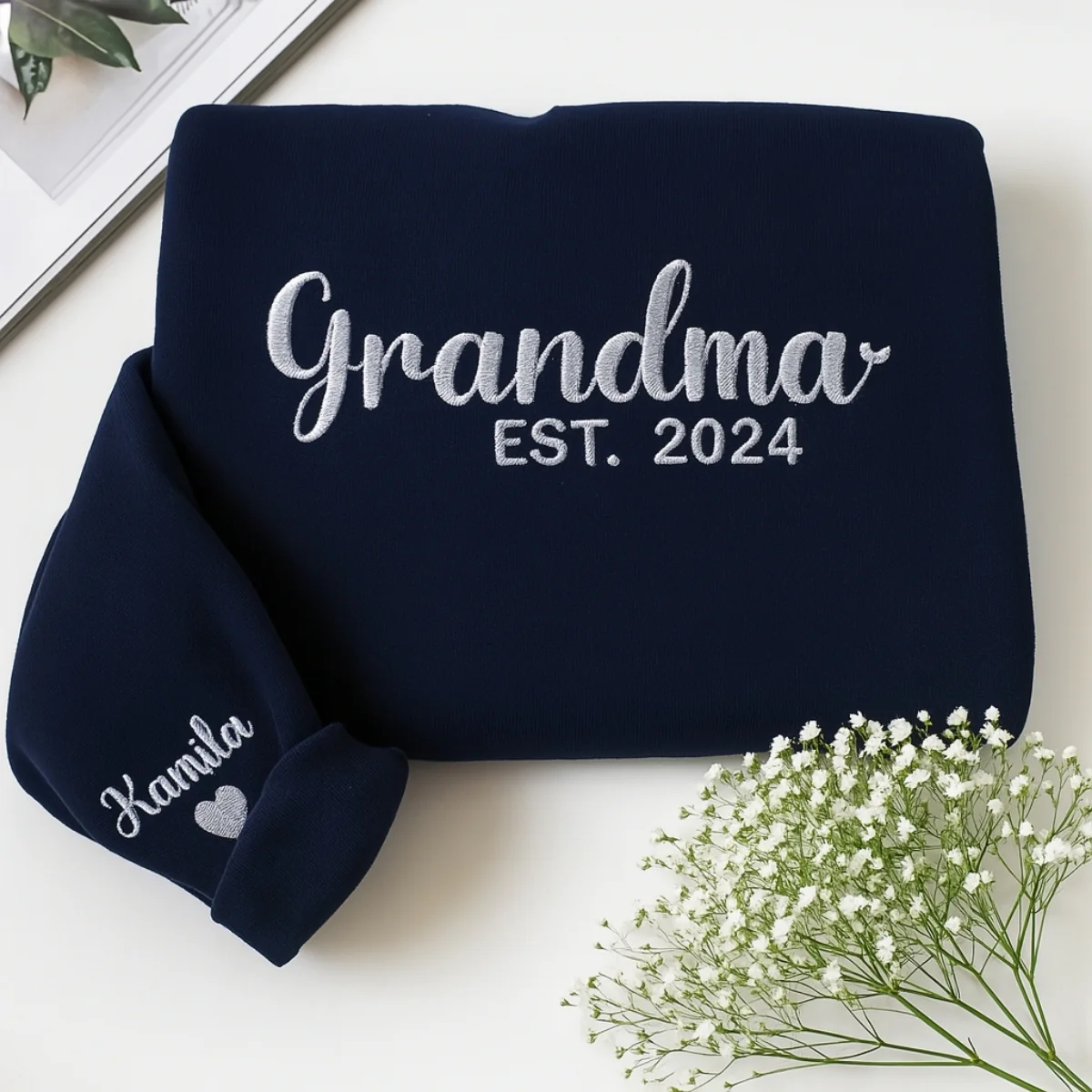 New Grandma Custom Sweatshirt - Grandma Embroidered Gift - Perfect Mother's Day Present - Image 7