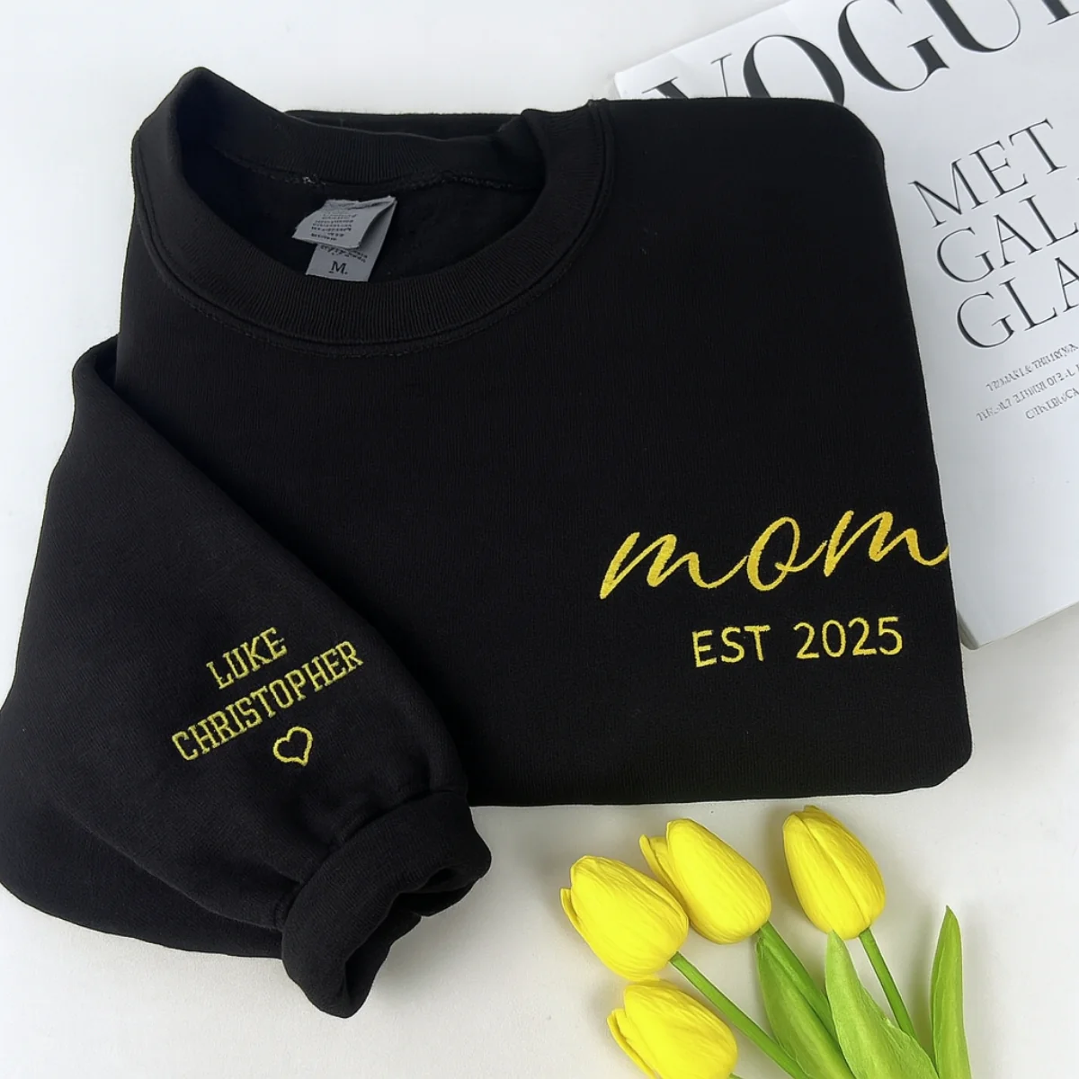 New Mom Custom Sweatshirts - Mama EST Embroidered Hoodies - Perfect Mother's Day Gift - Image 2