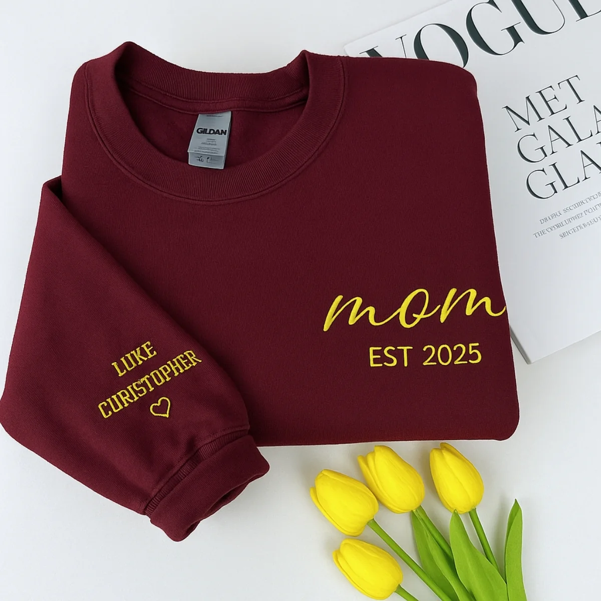 New Mom Custom Sweatshirts - Mama EST Embroidered Hoodies - Perfect Mother's Day Gift - Image 4