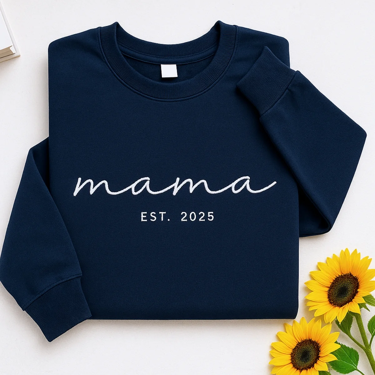 New Mom Custom Sweatshirts - Mama EST Embroidered Hoodies - Perfect Mother's Day Gift - Image 5