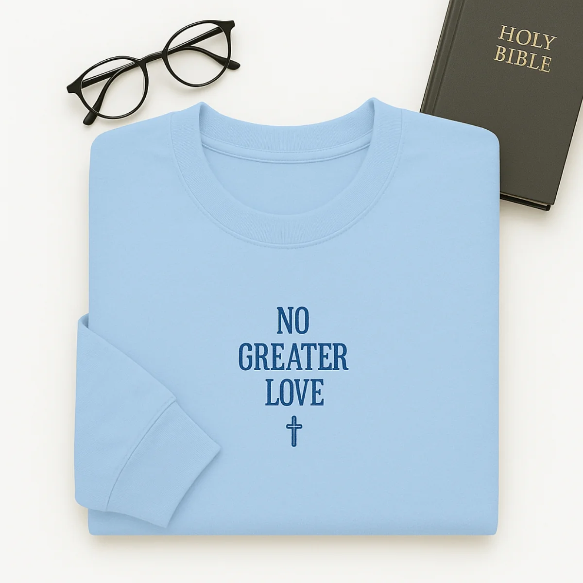 No Greater Love Hoodies - Christian Scripture Embroidered Sweatshirts - Biblical John 15:13 Gift - Image 6