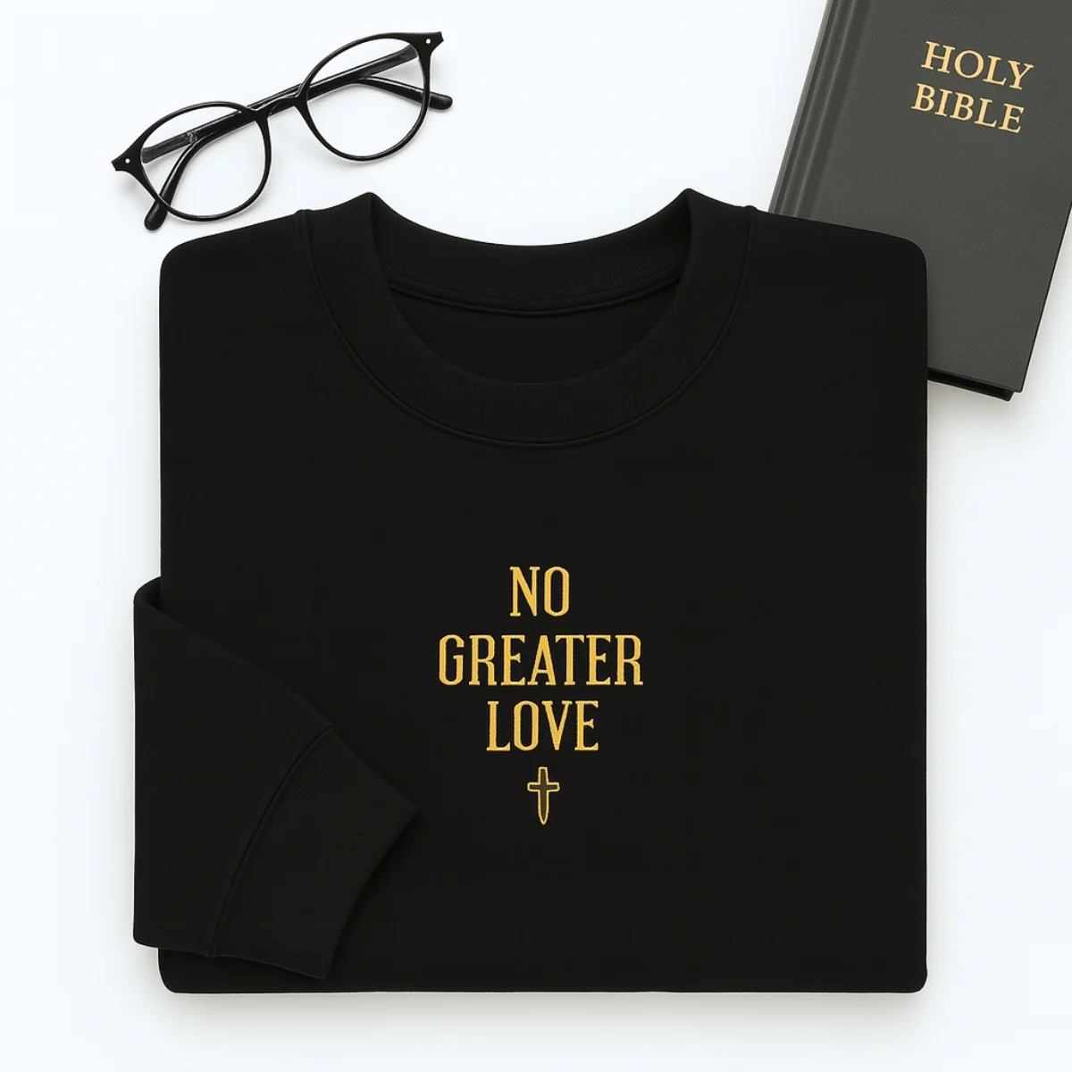 No Greater Love Hoodies - Christian Scripture Embroidered Sweatshirts - Biblical John 15:13 Gift - Image 7