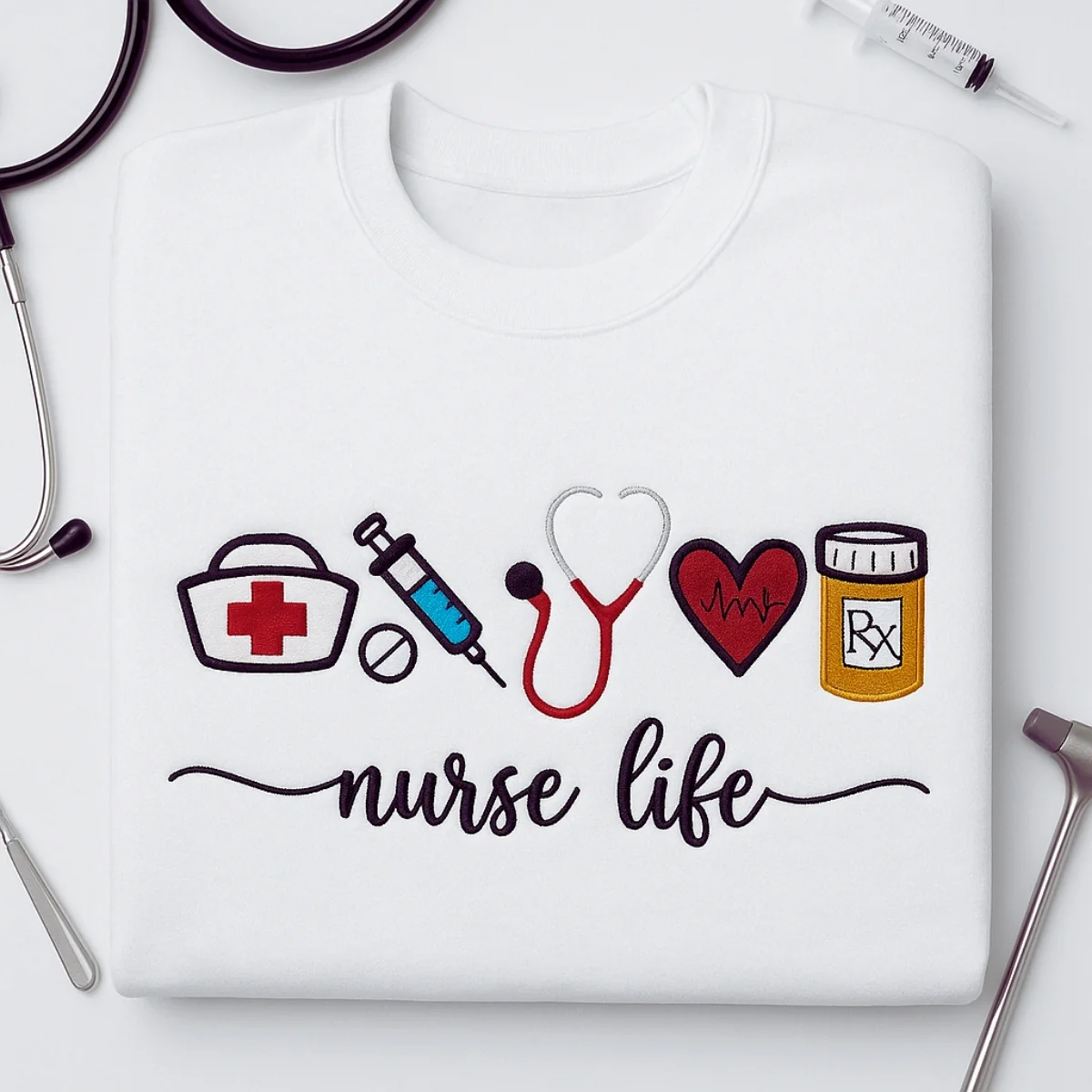 Nurse Life Custom Sweatshirt - Healthcare Embroidered Hoodie - Perfect Nurse Appreciation Gift - Image 2
