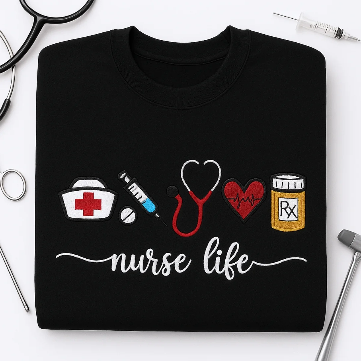 Nurse Life Custom Sweatshirt - Healthcare Embroidered Hoodie - Perfect Nurse Appreciation Gift - Image 3