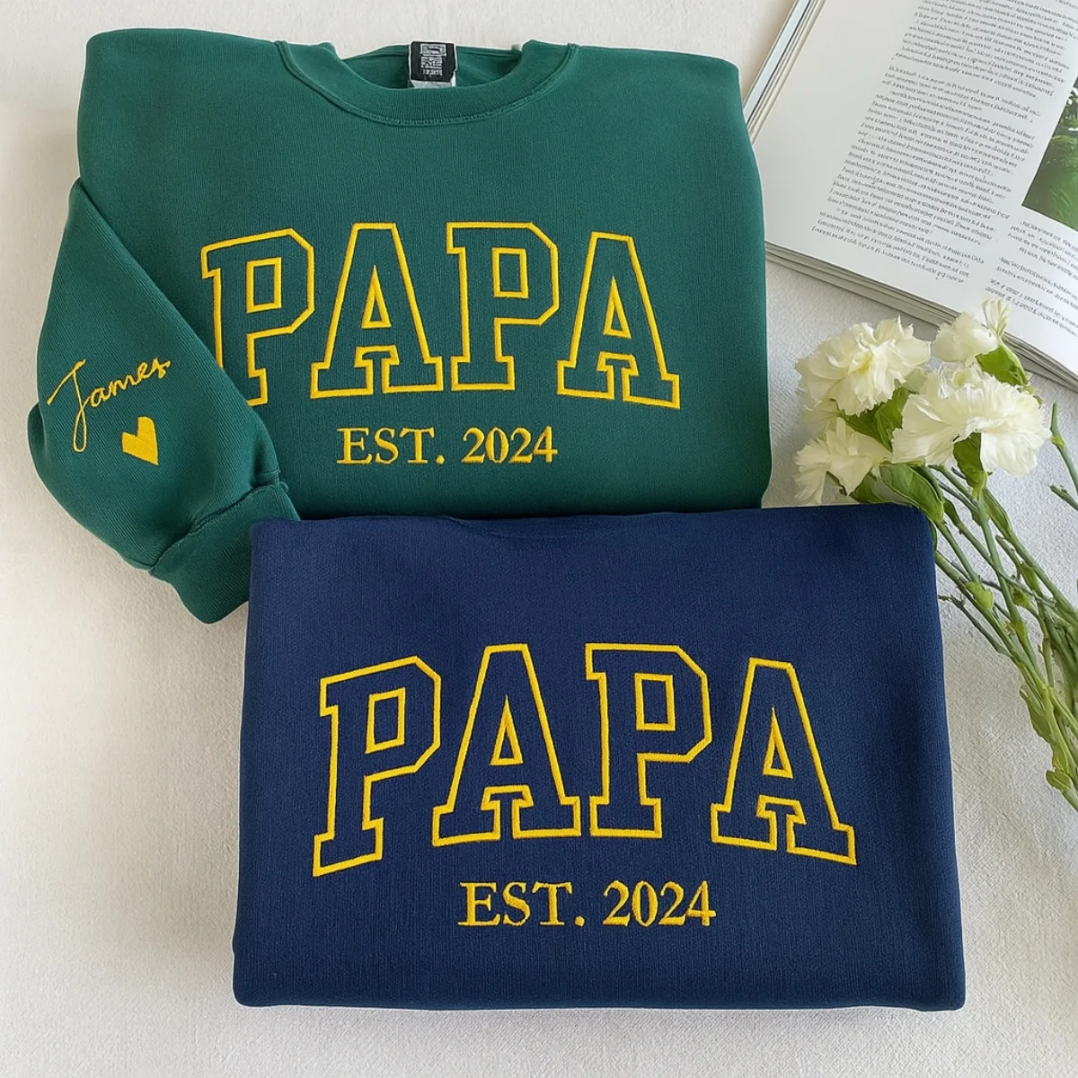 Custom Papa Varsity Sweatshirt - EST Embroidered Grandpa Gift - Father's Day Present - Image 3