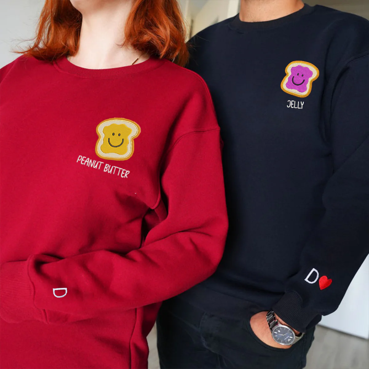 Custom Peanut Butter and Jelly Couple Embroidered Hoodie - Image 3
