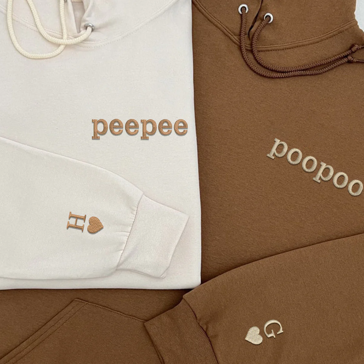 Custom Peepee Poopoo Matching Embroidered Couple's Hoodies - Image 2