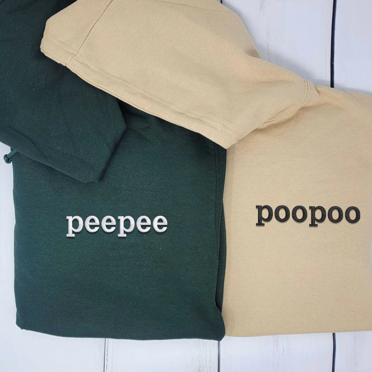 Custom Peepee Poopoo Matching Embroidered Couple's Hoodies - Image 4