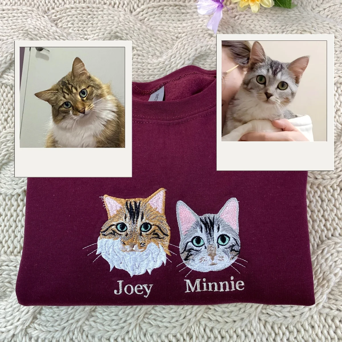 Personalized Cat Hoodies - Custom Pet Embroidery Sweatshirts from Photo - Cat Owner Gift - Image 2
