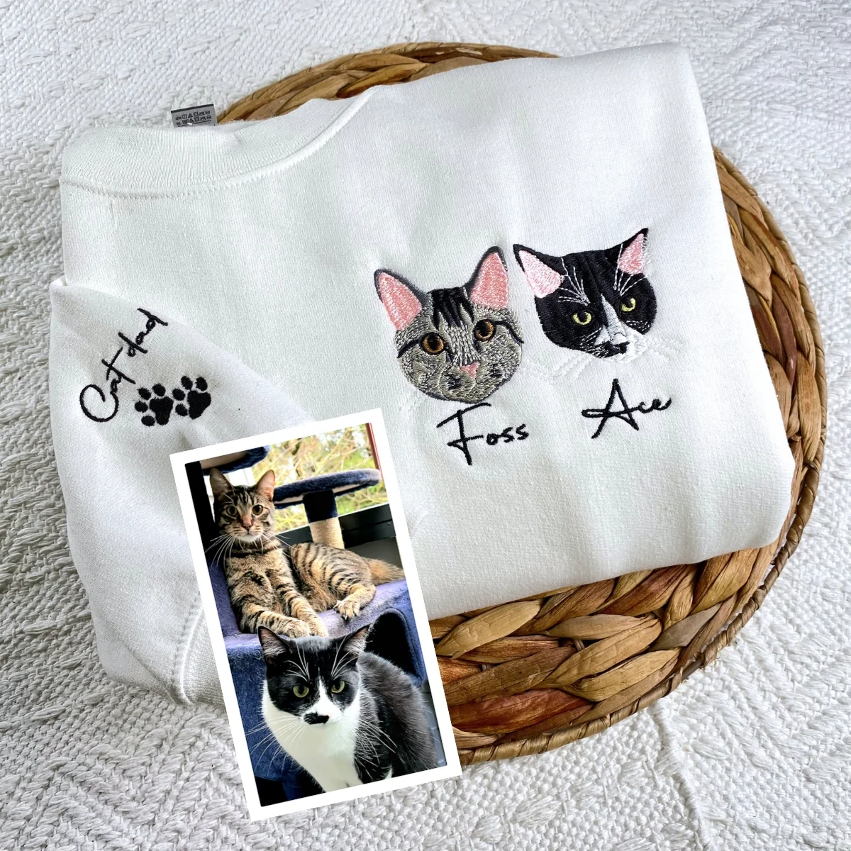 Personalized Cat Hoodies - Custom Pet Embroidery Sweatshirts from Photo - Cat Owner Gift - Image 4