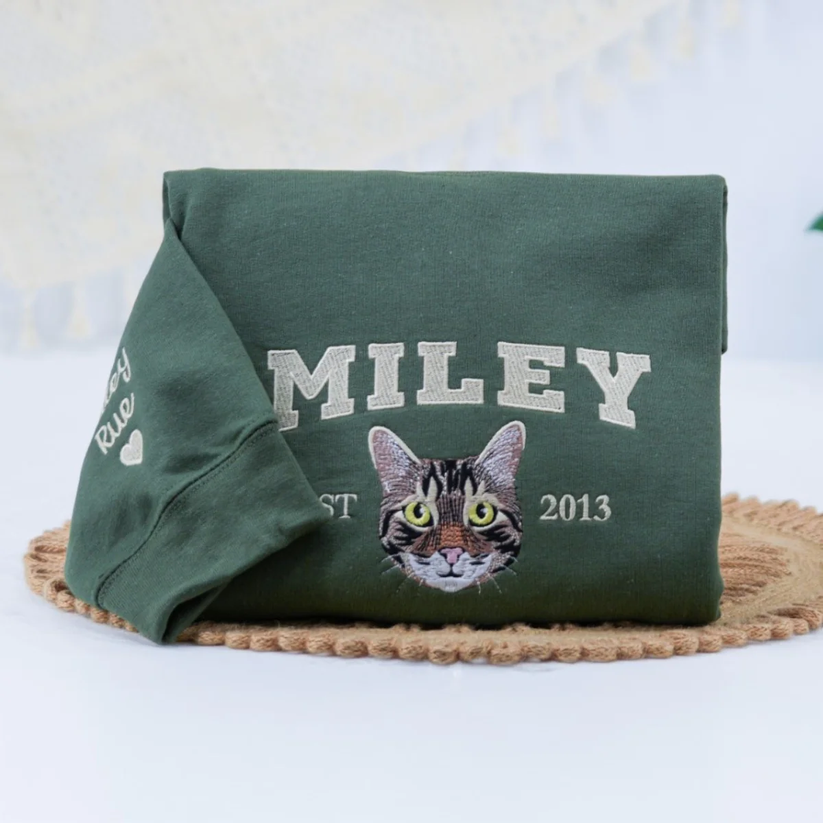 Personalized Cat Varsity Hoodies - Custom Pet Portrait University Style - Cat Mom Dad Sweatshirts - Image 5