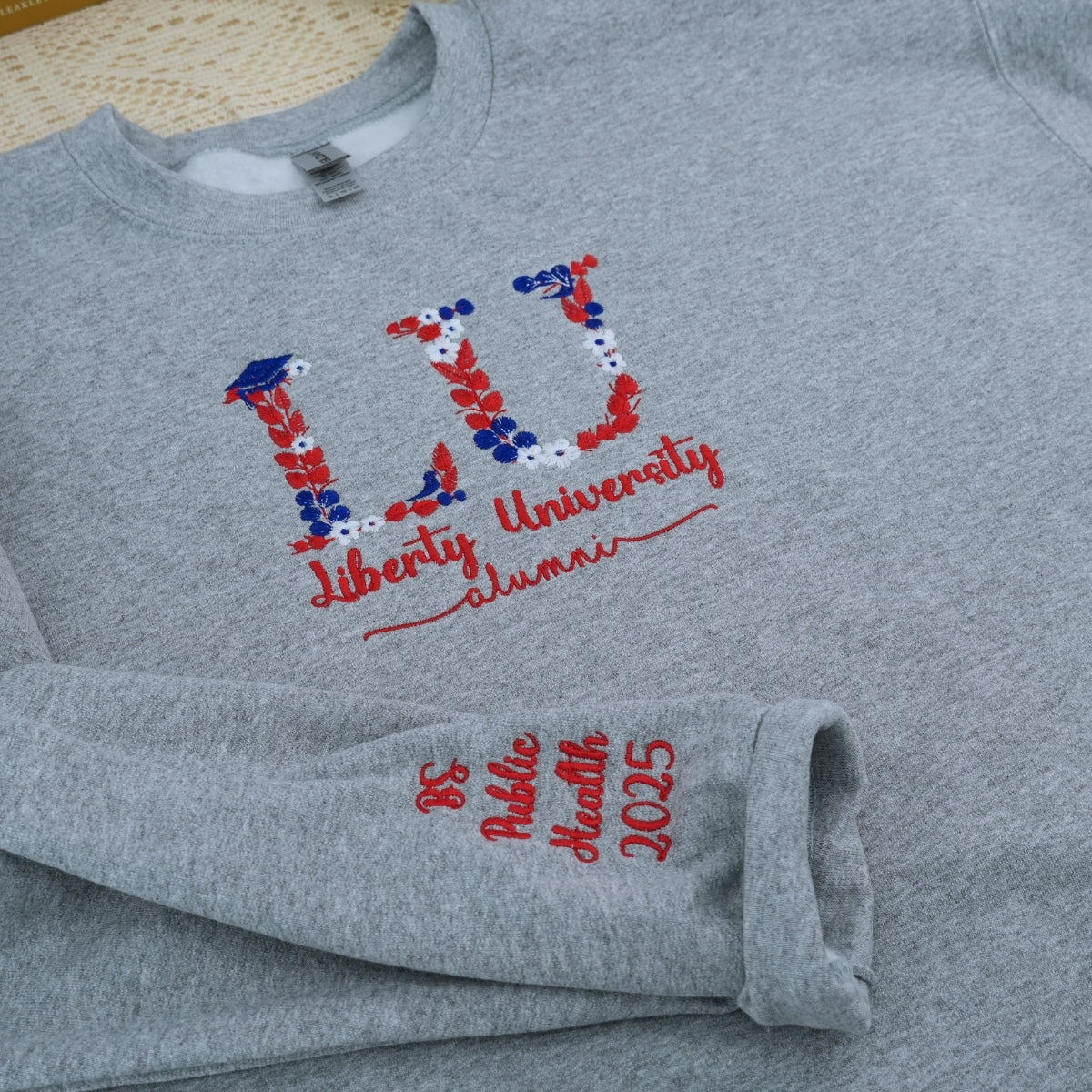 Personalized College Hoodies - Custom Floral Design Embroidered Sweatshirts - Unique Student Apparel - Image 7