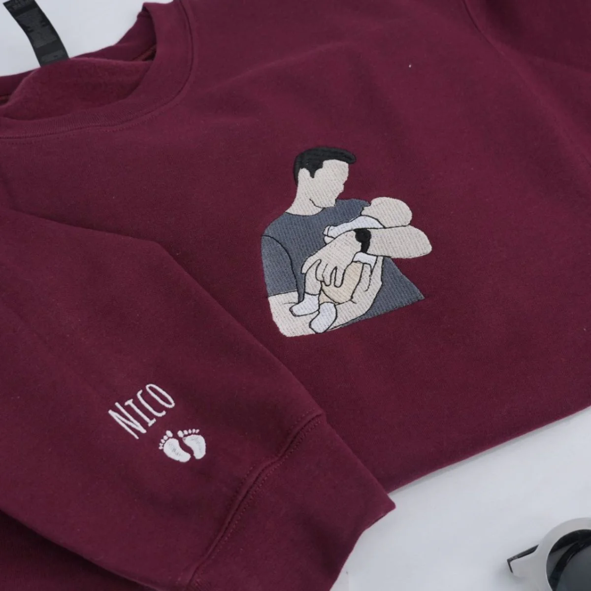 Personalized Dad Baby Sweatshirts - Custom Father Embroidered Hoodies With Baby Name - Perfect New Dad Father's Day Gift - Image 4