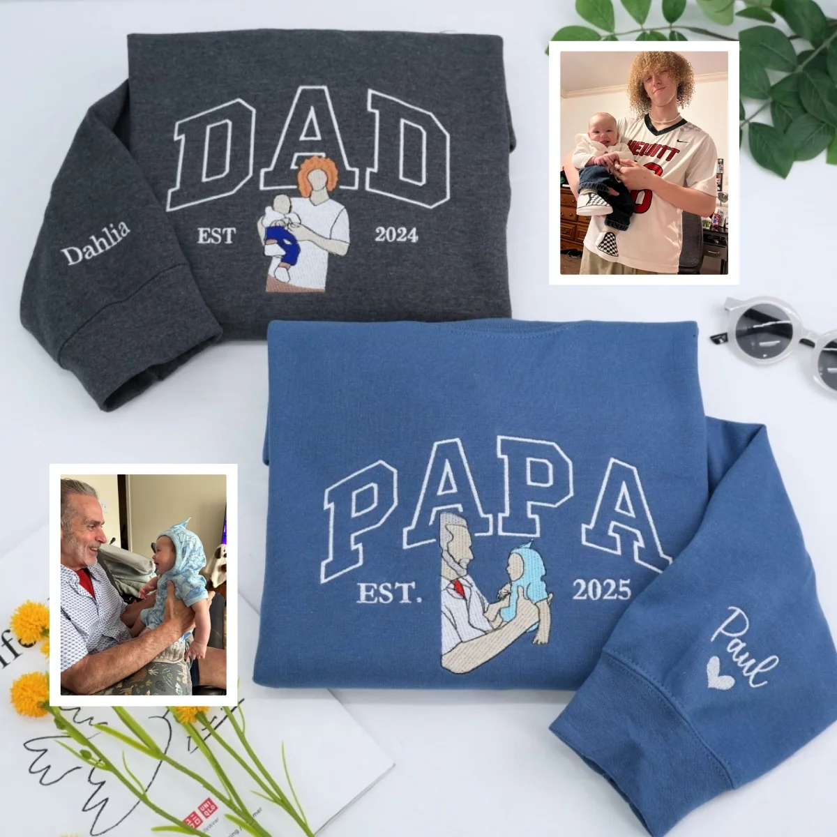 Personalized Dad Sweatshirts - Custom Father Portrait Hoodies with Name - Father's Day Gift - Image 5