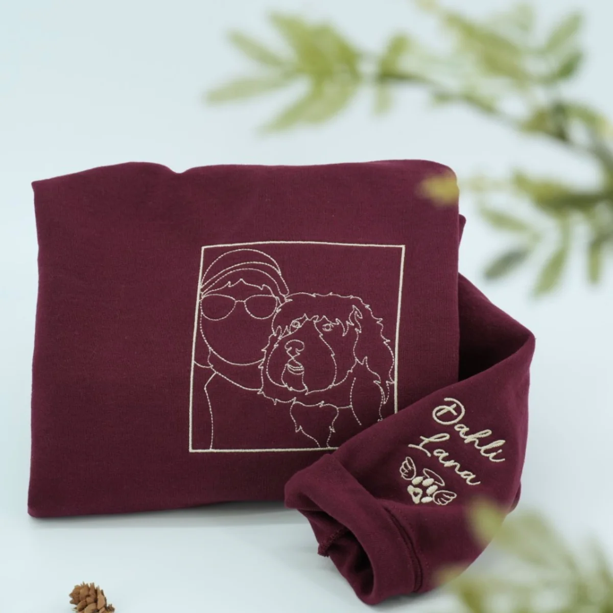 Personalized Dog Line Art Hoodies - Custom Pet Name Embroidered Sweatshirts - Dog Parent Gift - Image 6