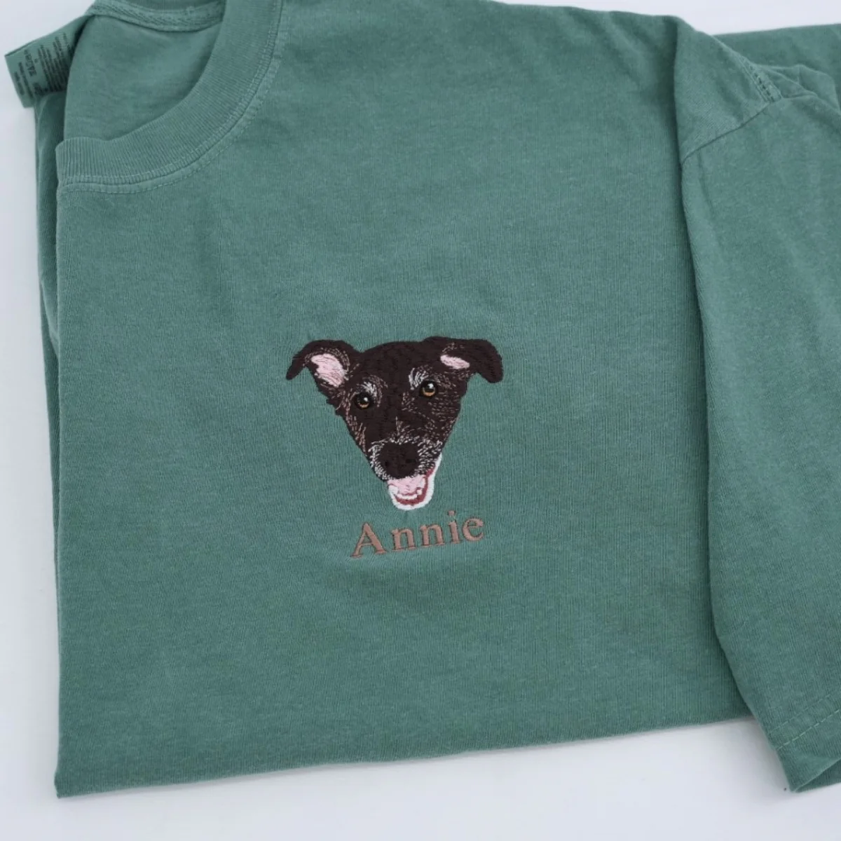 Personalized Dog Portrait T-Shirts - Custom Dog Face Embroidered Shirts - Dog Name Gift for Dog Mom Dad - Premium Pet Memorial Apparel - Image 3