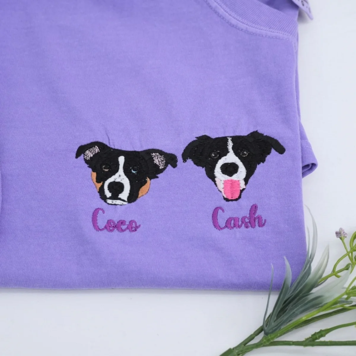 Personalized Dog Portrait T-Shirts - Custom Dog Face Embroidered Shirts - Dog Name Gift for Dog Mom Dad - Premium Pet Memorial Apparel - Image 6