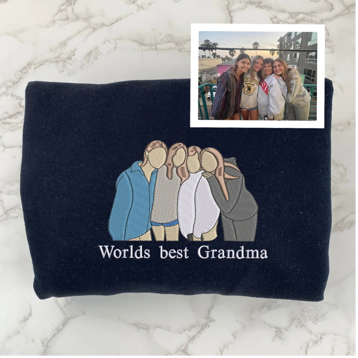 Personalized Grandma Hoodie - Custom Family Embroidered Sweatshirt - Grandmother Portrait Gift - Image 6