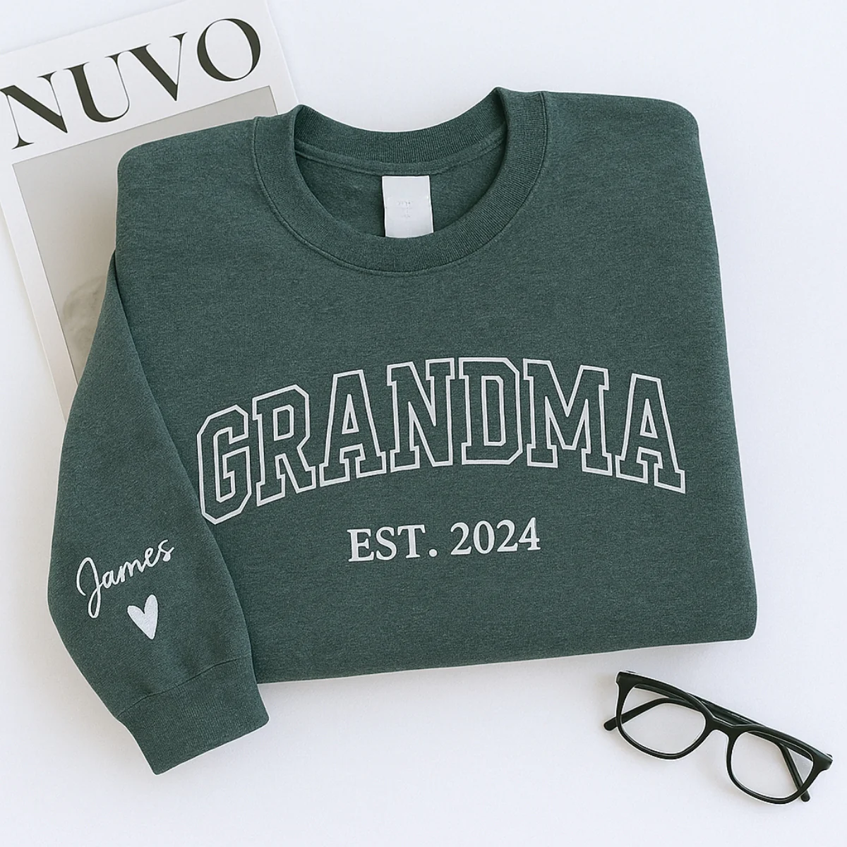 Personalized Grandma Sweatshirt | Custom EST Embroidered - Grandchildren Names Gift