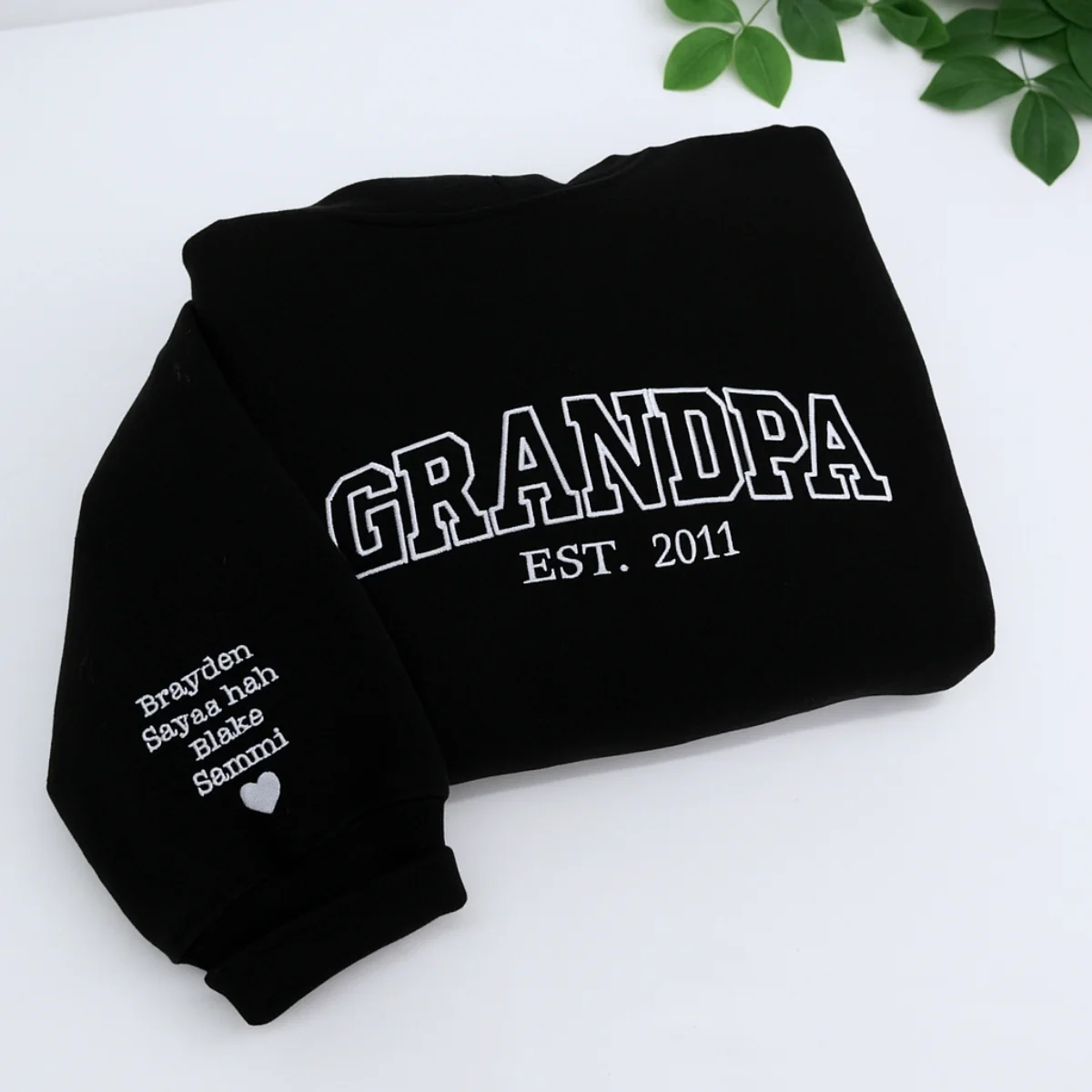Personalized Grandpa Hoodie - Custom EST Varsity Embroidered - Grandchildren Names Gift - Image 4