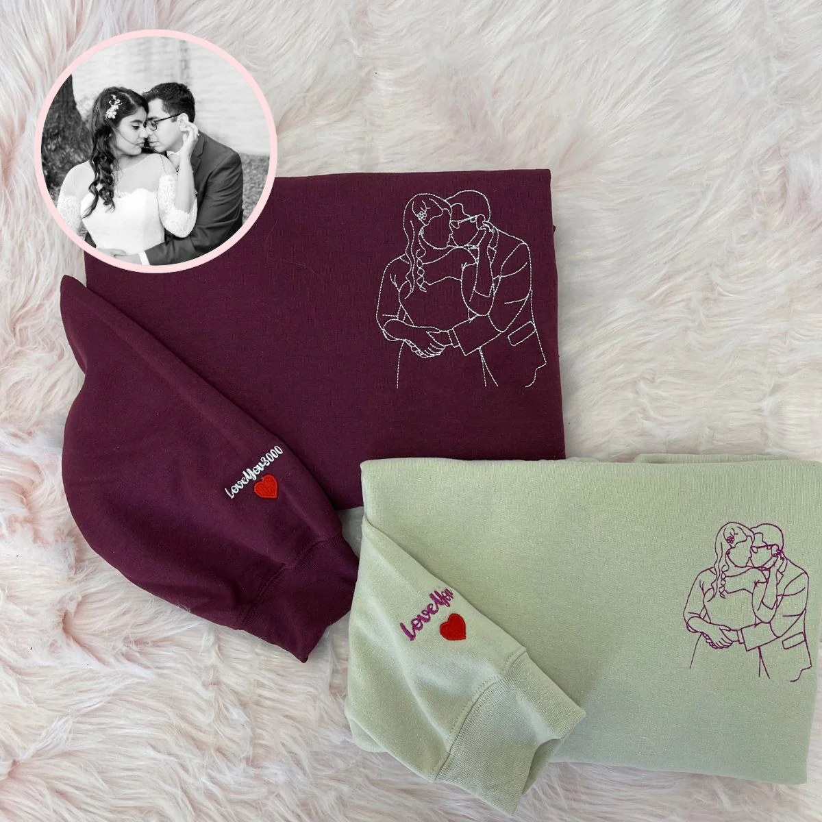 Personalized Embroidered Hoodies Line Art With Pictures - Image 4