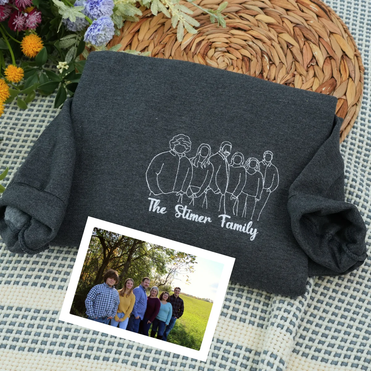 Personalized Embroidered Hoodies Line Art With Pictures - Image 5