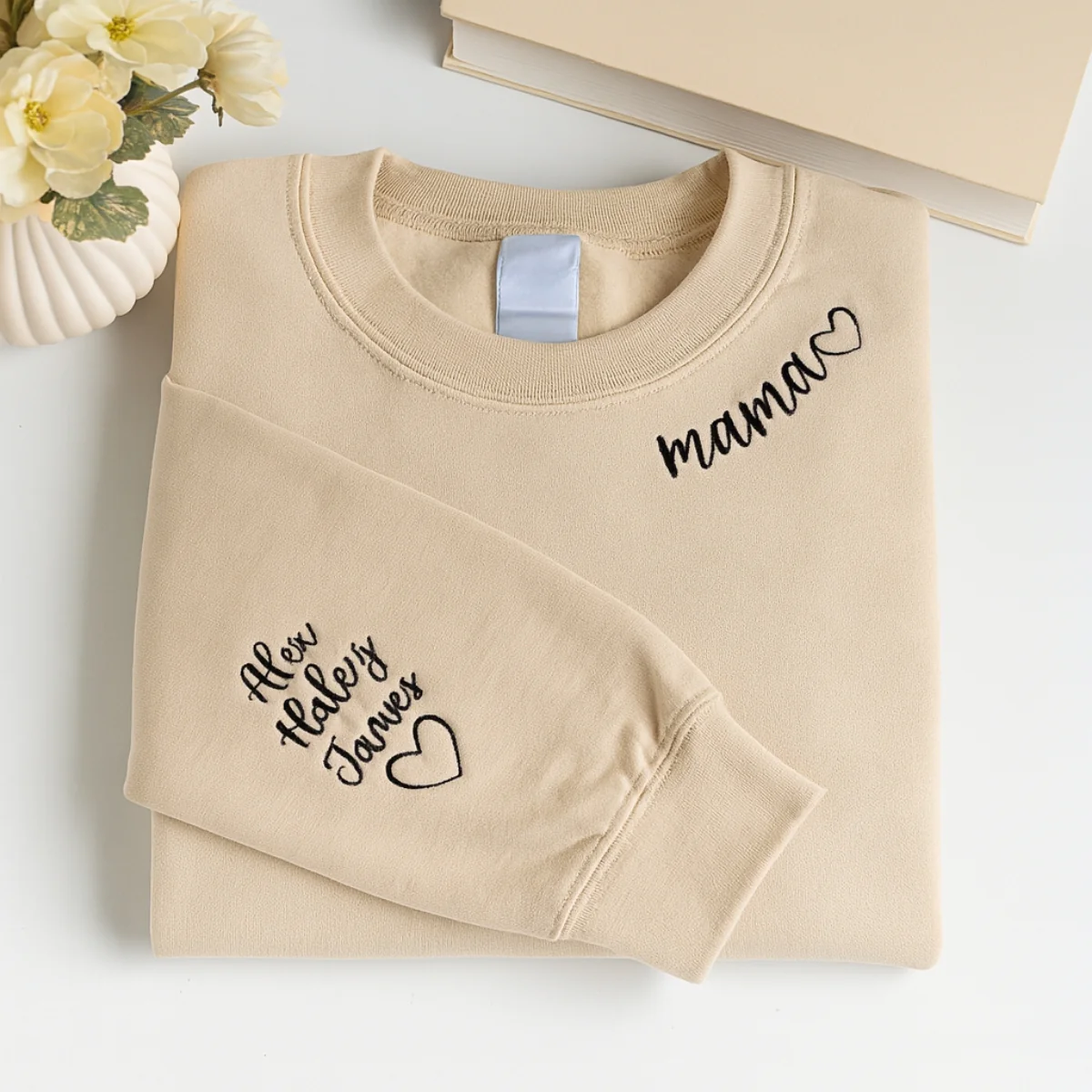 Personalized Mama Embroidered Sweatshirts - Custom Mom Hoodie With Kids Names - Mother's Day Gift