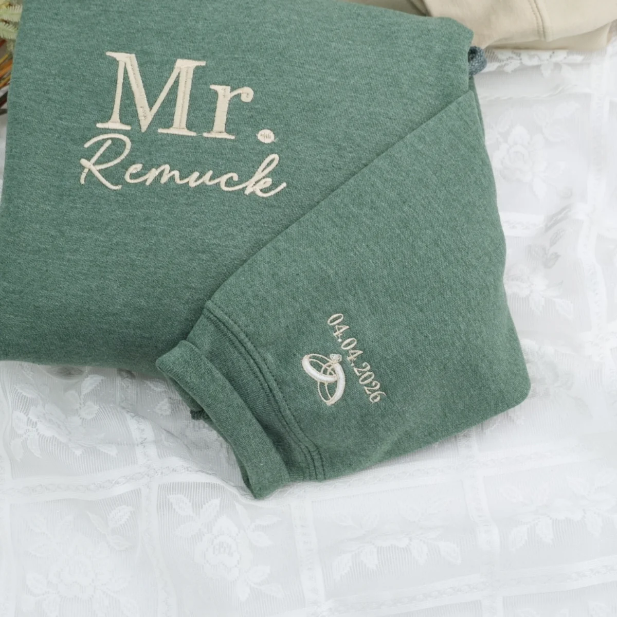 Personalized Mr Mrs Hoodies - Custom Last Name Embroidered Couples - Perfect Wedding Gift - Image 4