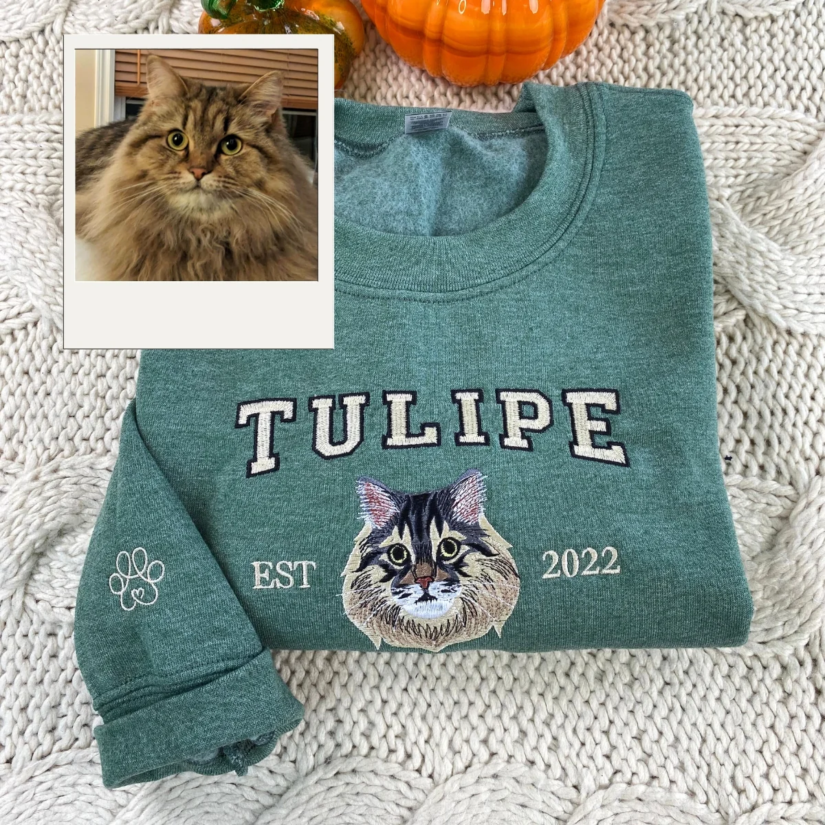 Personalized Pet Varsity Hoodies - Custom Cat Name Embroidery from Photo - Cat Mom Apparel - Image 4