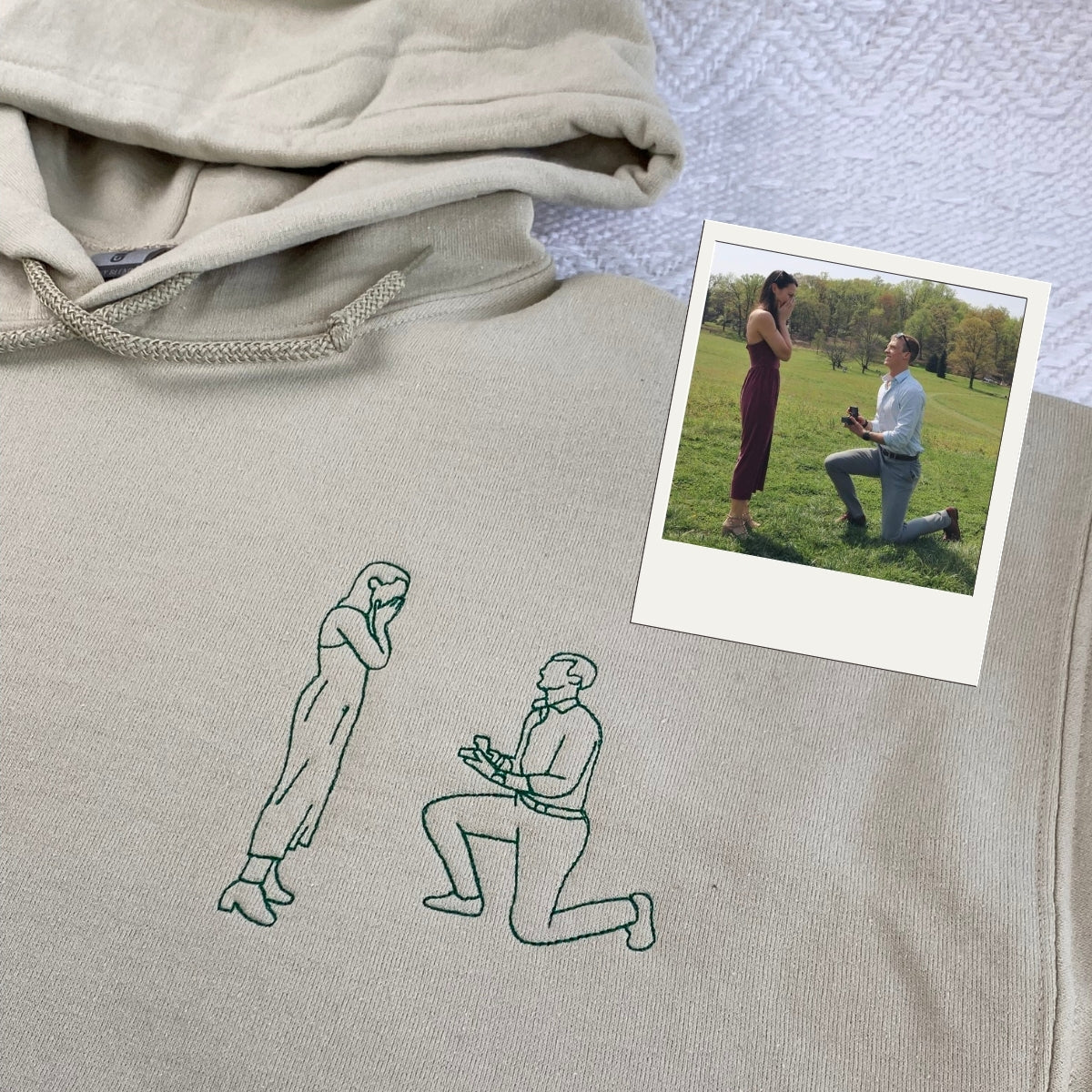 Personalized Photo Hoodies - Custom Couple Line Art Embroidery - Relationship Gift - Image 8