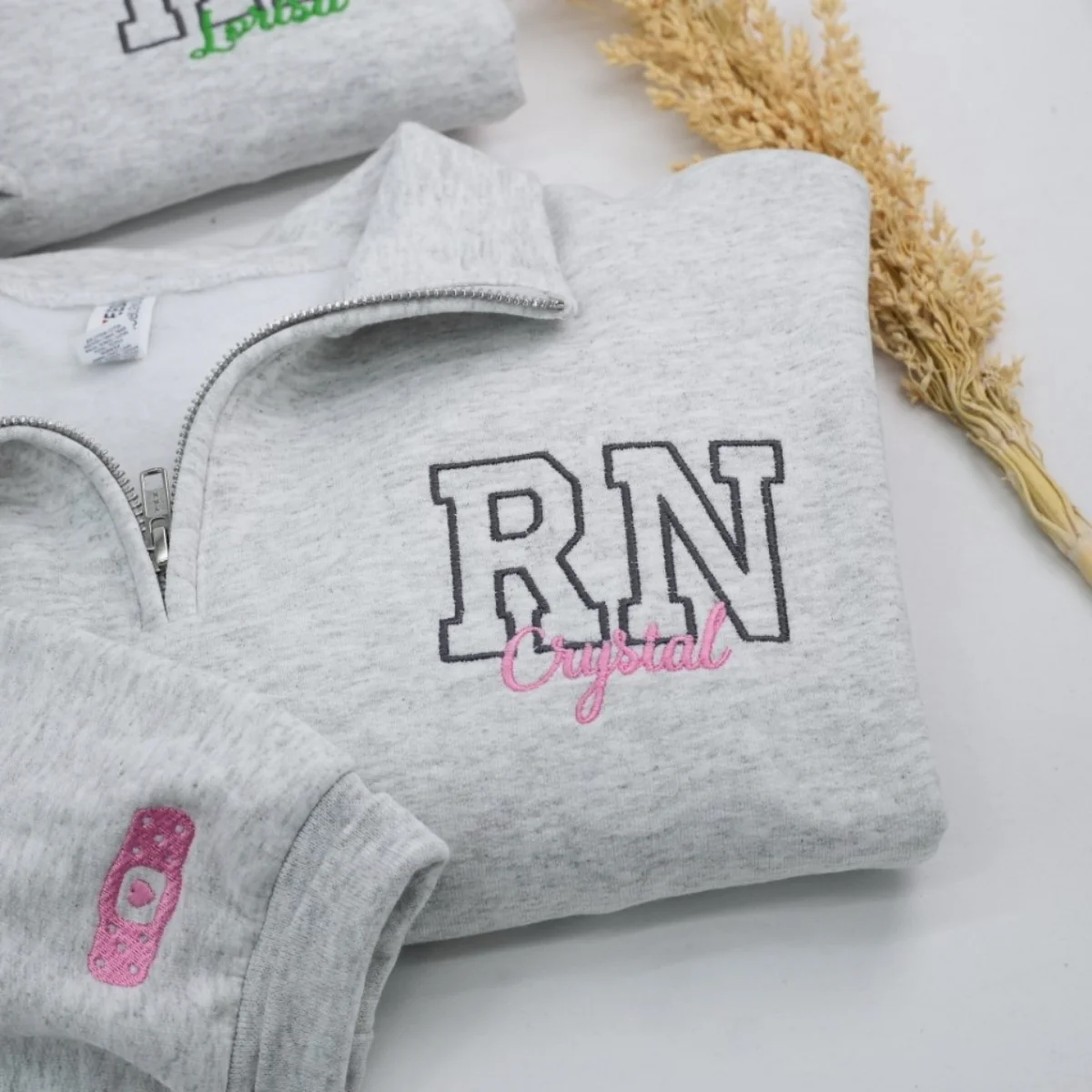 Personalized RN Quarter-Zip Sweatshirts - Custom Nurse Name Embroidered - Perfect Nursing Professional Gift - Image 2