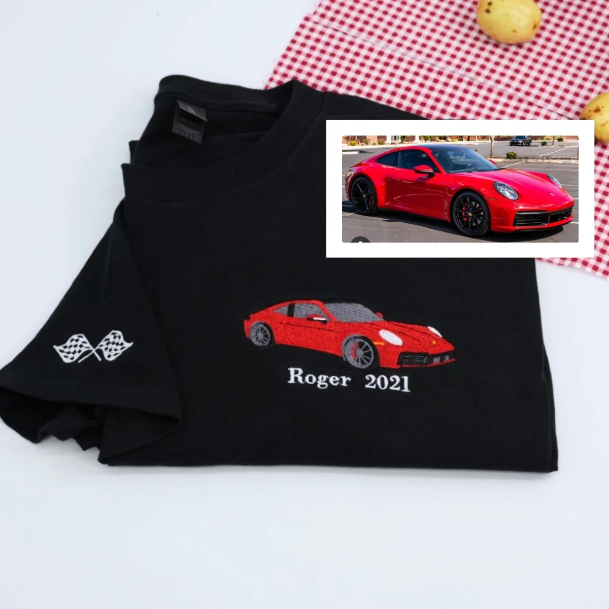 Personalized Sports Car T-Shirts - Custom Name Embroidered Auto Apparel - Perfect Car Lover Gift - Image 5