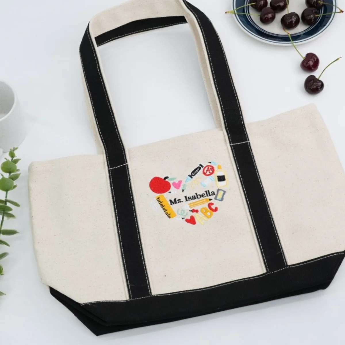 Personalized Teacher Name Tote Bags - Custom Embroidered School Supply Bags - Perfect Teacher Gift - Image 5