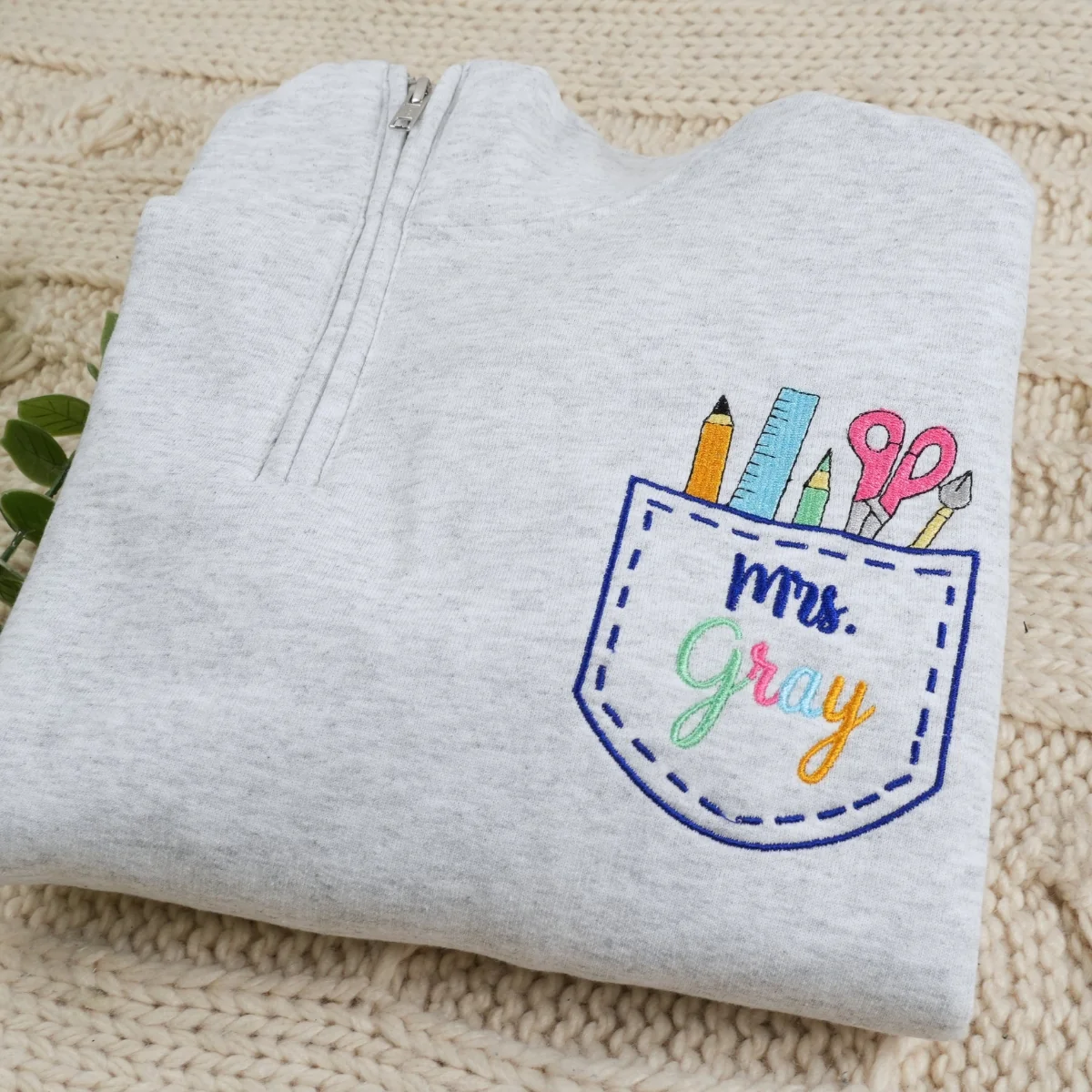 Personalized Teacher Zip Up Hoodies - Custom Name Embroidered Sweatshirts - Perfect Educator Gift - Image 7